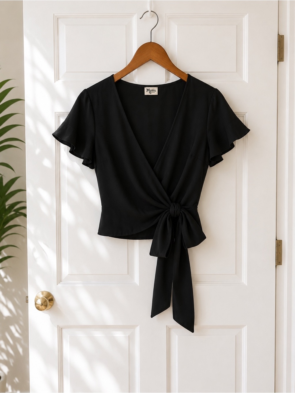 Show Me Your Mumu Black Wrap Tie Crop Top